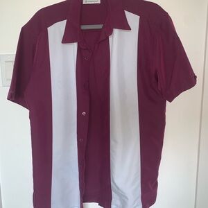 Velvet Red Panel Bowling Shirt